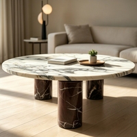 Table basse ronde en marbre Calacatta de style moderne et luxueux pour la décoration de la maison, salon, hôtel, bar, café