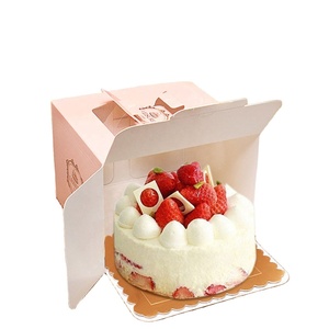 Customized Individual Pink Wedding Tiered Drawer Window Cake Boite A Gateau Mariage Cupcake Bouquet Food Box With Clear Window