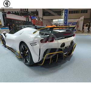 ชุดแต่งคาร์บอนไฟเบอร์แห้งสำหรับ Ferrari SF90 ประกอบด้วยลิ้นหน้า สเกิร์ตข้าง ดิฟฟิวเซอร์ สปอยเลอร์ ฝาครอบเครื่องยนต์ รุ่นอัพเกรด SF90 สไตล์ BF - Product Image 4