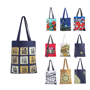 Gahumi Sac fourre-tout en coton de grande capacité écologique personnalisé élégant sac en toile pliable motif dessin animé recyclé réutilisable - Product Image 4
