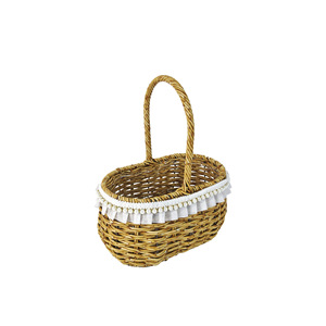 Panier de fleurs artificielles réalistes, centre de table en rotin tressé fait main pour la décoration de la maison, des mariages et des fêtes, style ferme nordique - Product Image 5