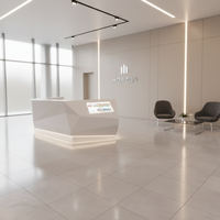 Comptoir de réception personnalisé en Corian blanc sans joint, de haute qualité, avec finition diamant 3D