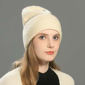 Nuevo Gorro de Invierno Unisex, Suave, Grueso, Cálido y Elástico, de Punto, Liso, al por Mayor, Gorro de Mujer con Puño Grueso - Product Image 3