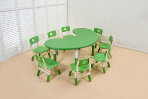 A forma di luna in plastica per bambini tavolo da studio scuola materna scuola materna scuola materna aula studio scrivania e sedia per neonati e bambini - Product Image 2