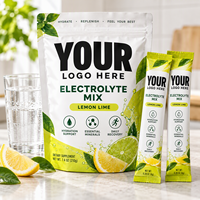 Sachet Doypack Personnalisé avec Logo Imprimé pour Mélange d'Électrolytes, Sachet Zip Refermable pour Complément Citron-Lime 210g 8g