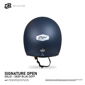 Casco Retro de Media Cara JP Signature en Azul Oscuro Mate, que ofrece un diseño elegante de cara abierta y un encanto retro sólido. - Product Image 4