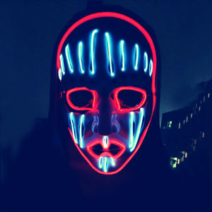 Light up Joker Mask Puppet Máscara facial pintada, azul y rojo - Product Image 1