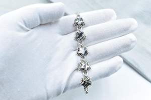 <b>White</b> Buffalo & Sterling Silver Adjustable <b>Bracelet</b> Size 7.5 Inch Artisan Jewelry Gift For Her Boho Style - Product Image 4