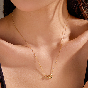 Collier pendentif en forme <span class=keywords><strong>de</strong></span> cœur infini avec lettre 8 en zircon plaqué or 18 carats en acier inoxydable imperméable à <span class=keywords><strong>l</strong></span>'eau pour cadeau - Product Image 6