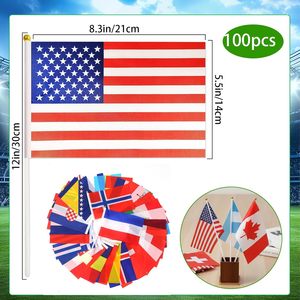 100 Banderas Internacionales de Países, Mini Banderas Plegables de Mano, Astas de Poliéster y Plástico, para Eventos Deportivos y Festivales - Product Image 2