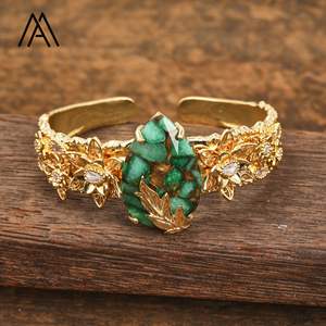 Bracelet ouvert en cristal naturel de haute qualité, couleur or, avec cordon en cuivre, vente directe d'usine, bracelets et joncs tendance - Product Image 5