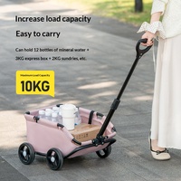 Faltbarer Leichter Metall-Tierwagen mit Zugstange, Doppelnutzung für Haustiere, Einkaufen, Kleine Hunde, Teddy, Französische Bulldogge, Outdoor-Spaziergänge