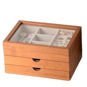 Wooden Jewelry Box With Lid And Compartments Multi Layer <b>Storage</b> For <b>Rings</b> Bracelets Watches Desktop Organizer Rectangle Shape - Product Image 5