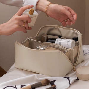 Sac de toilette de voyage grande capacité en PU de haute qualité avec fermeture éclair, étui de rangement tendance pour maquillage féminin - Product Image 6