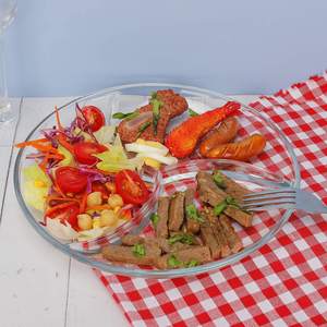 Plateaux de service ronds en <span class=keywords><strong>verre</strong></span> <span class=keywords><strong>trempé</strong></span>, 3 sections, 10 pouces de diamètre, ensemble de 2 - Product Image 4