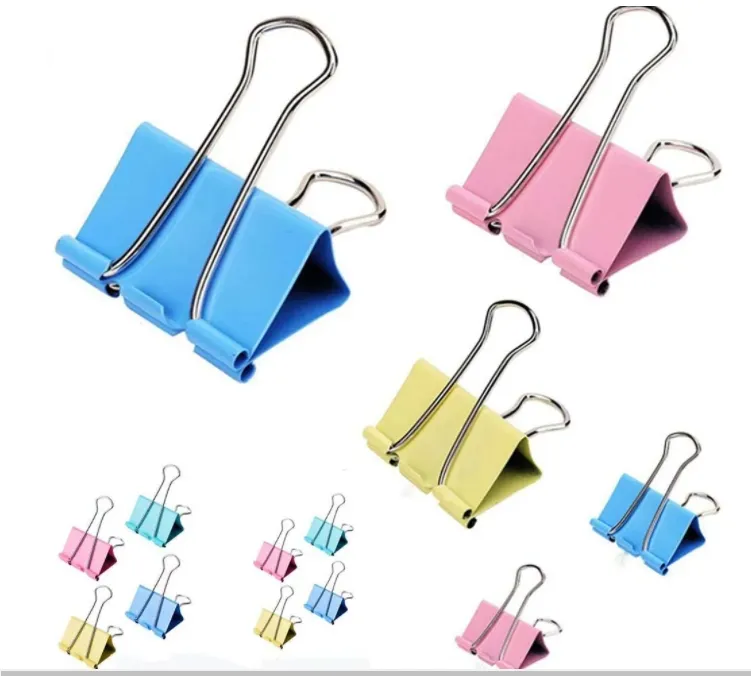 Metal file Paper Binder Clips color Binder Clips Used for School Office Supplies