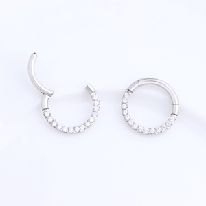 Piercing para el cuerpo, acero inoxidable, tabique nasal, pavé, circonita frontal, segmento de nariz