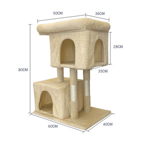 Manufacturer Wholesale Sisal Short <b>Plush</b> Stable Grey Beige Cat Scratcher Tree House - Product Image 3