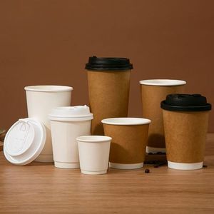 Nouvelles tasses à café en papier chaud jetables blanches créatives de 8 oz tasses à café en papier chaudes jetables de 8 oz tasses en papier jetables - Product Image 1
