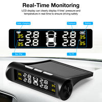 Système de surveillance de la pression des pneus (TPMS) pour voiture, charge solaire, écran LCD numérique HD, alarmes automatiques, capteurs externes sans fil TPMS