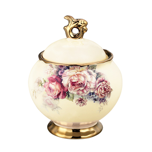 Ciotola di zucchero in porcellana floreale <span class=keywords><strong>Vintage</strong></span> da 12 once con coperchio in ceramica vasetto di zucchero per caffè e Bar porta zucchero per la casa - Product Image 1