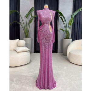 Robe de soirée longue sirène haut de gamme pour femme, coupe élégante, maille respirante, broderie faite à la main pour événements formels - Product Image 5