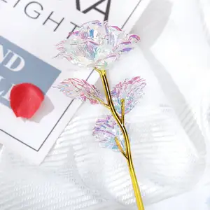 여러 가지 빛깔의 식물 장식품 24k 황금 호일 장미 꽃 장식 발렌타인 데이 선물을위한 알루미늄 인공 장미 꽃