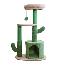 Arbre à chat Cactus Cat Furniture en sisal vert, avec poteau à gratter, plateforme ronde, cylindre, perchoir latéral, jouet suspendu et espace de repos