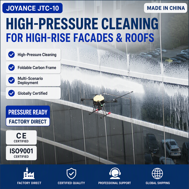 High Rise Facade Cleaning Drone GPS Waypoint Tracking Obstacle Avoidance Sensor Array Long Range Data Link Efficient Performance