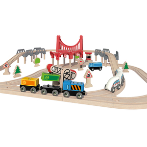 <span class=keywords><strong>Hape</strong></span> – ensemble de rails de <span class=keywords><strong>Train</strong></span> de ville <span class=keywords><strong>en</strong></span> <span class=keywords><strong>bois</strong></span> occupé | 51 pièces, ensemble de chemin de fer pour enfants de 3 ans et plus - Product Image 4