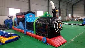 Combo de tren inflable, parque de diversión, tren inflable, Castillo divertido, trampolín inflable de PVC - Product Image 6