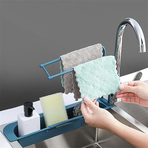 Home Accessories Expandable Storage Drain Basket Foldable Sink Tray Holder Towel Drain Kitchen Shelf
