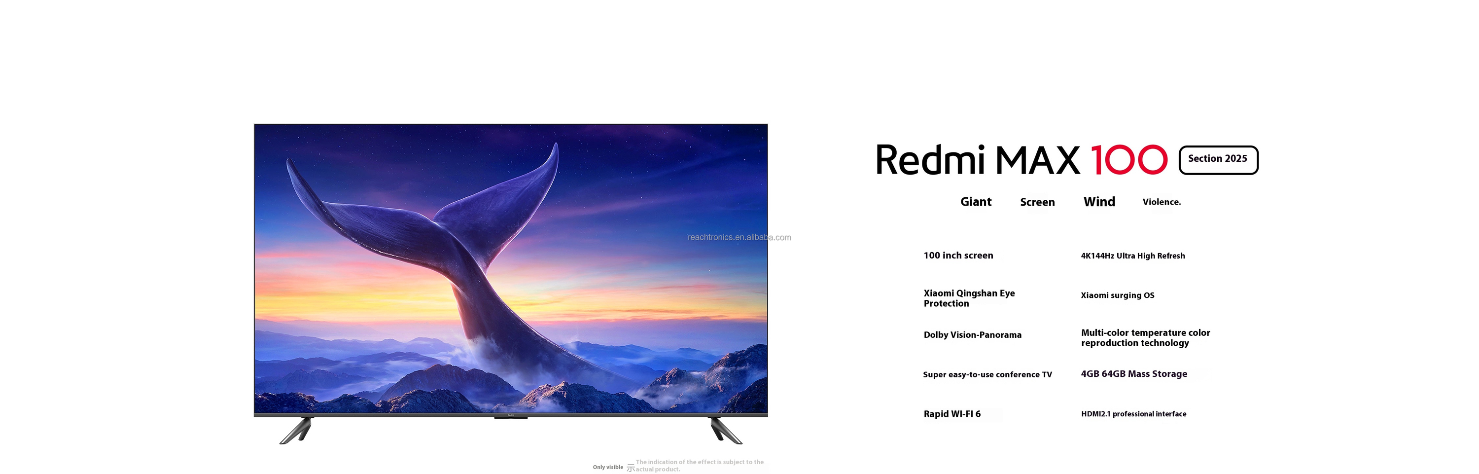 Xiaomi Redmi MAX 100 TV 2025 4k144hz Gaming TV 100-Inch Smart TV