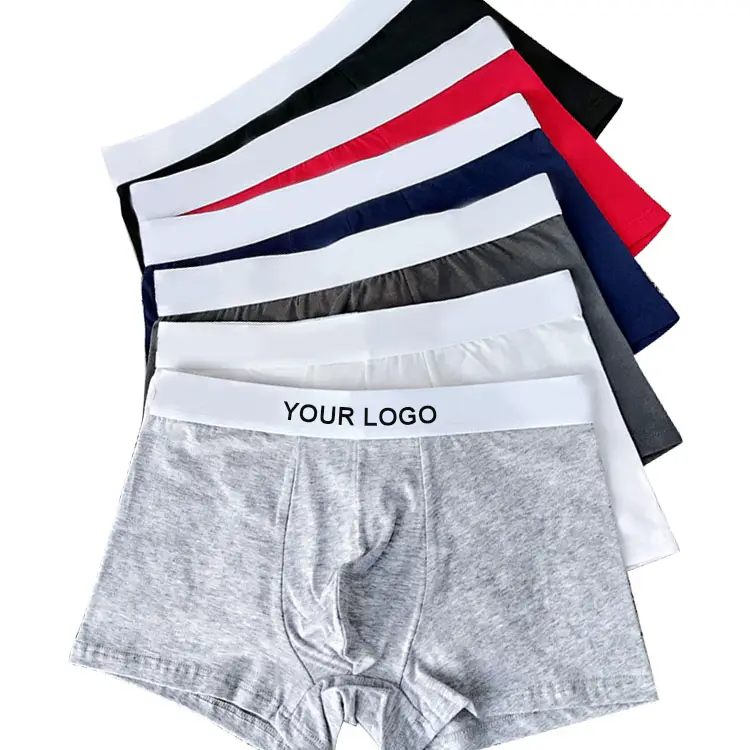 Good Quality Boxer Shorts Custom Logo Brands Underwear Oem Serive Breathable Solid Boxer Briefs For Men Cotton Classic Spandex