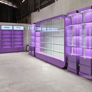 Vitrine d'exposition en verre moderne, mobilier de vente au détail, armoire murale violette, <span class=keywords><strong>porte</strong></span> <span class=keywords><strong>coulissante</strong></span>, verrouillable, accessoires d'exposition - Product Image 4