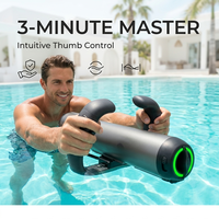 TopSupplier Scooter sous-marin compact portable, couleur argent métallisé, lumière LED, commande au pouce, propulseur de natation sous-marine