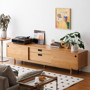 Simple Natural Wood Style Cherry Wood TV Cabinet Solid Wood Storage Living Room Home Use - Product Image 1