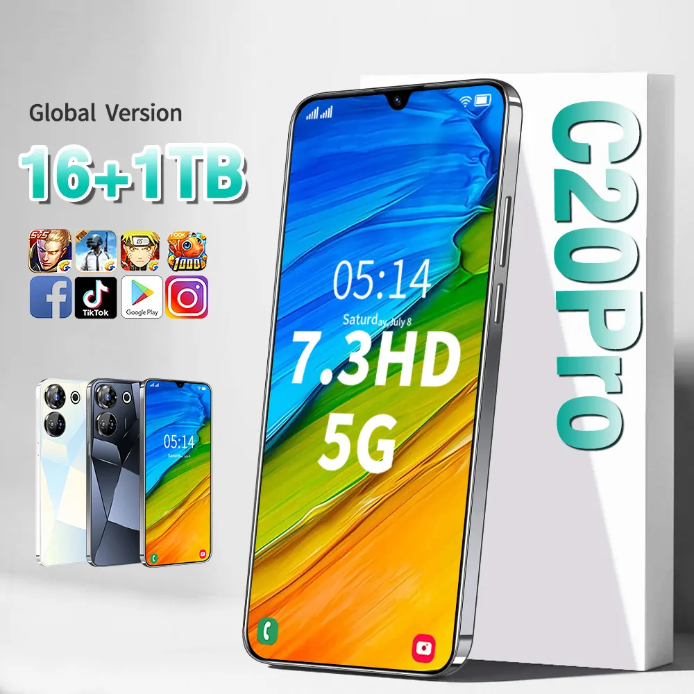 C20 Pro tecno camon 19 pro cellulari 7.3 pollici grande schermo telefono HD dual SIM 5G cellulare Android13.0 Smartphone