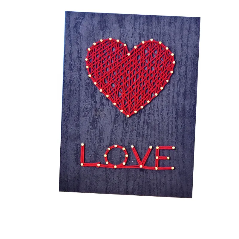 wood board base heart shape diy string art kit