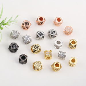 Cuentas espaciadoras de rombo con microincrustaciones de circonita cúbica de Lisheng Jewelry para la fabricación de pulseras, collares y joyería DIY. - Product Image 3