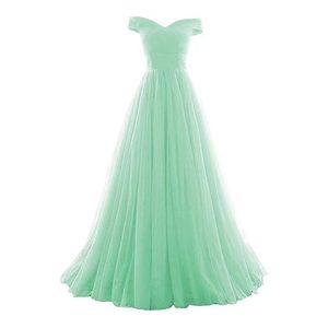 Off Shoulder Tulle Ball Gown Empire Waist Long Evening Dress Formal Wedding Banquet Dress - Product Image 2