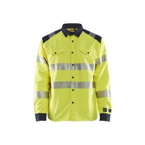 BLAKLADER - 3239151733894XL Multinorm Hi-vis <b>shirt</b> Yellow/Navy blue - EAN 7330509730256 <b>FLAME</b> RESISTANT WORKWEAR - Product Image 1