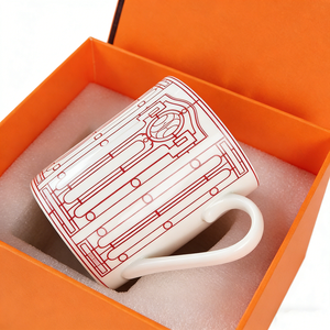 Luxury Geometric Line Print <b>Ceramic</b> Mug Premium Bone China Coffee <b>Cup</b> With Gift Box For Home Office Gifting - Product Image 1