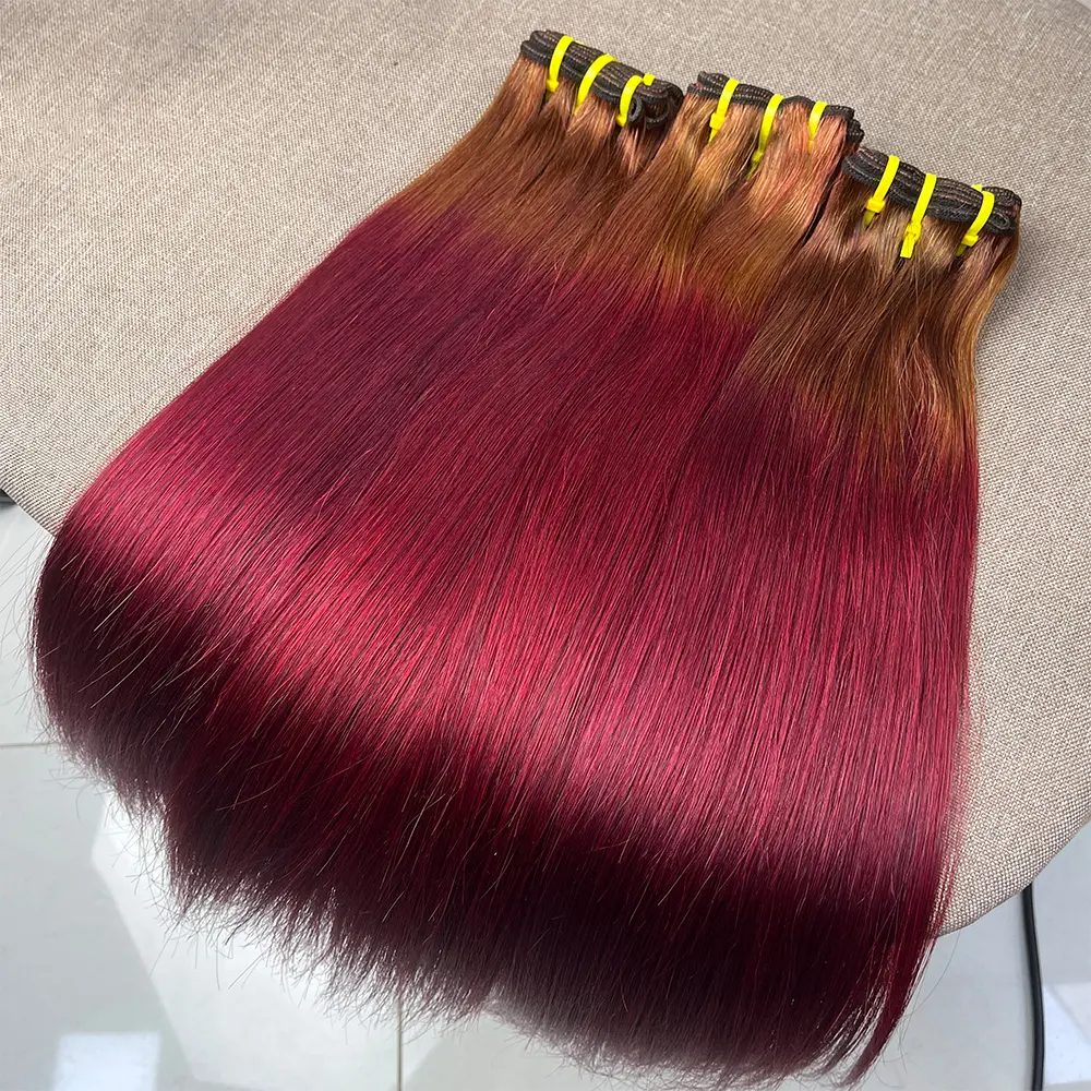 Cheap Price 10-20" In Stock 4/99J Peruvian Human Hair Weaves Bundles Red Hair Extension