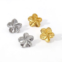 Pendientes de Acero Inoxidable de Moda al por Mayor, Chapados en Oro de 18K, Hipoalergénicos, con Dijes de Flores para Mujer, Ideales para Fiestas