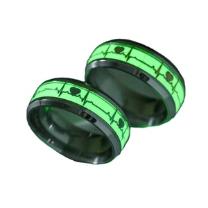 Luminous Stainless Steel Durable <b>Couple</b> <b>Ring</b> Heart Beat Design Finger <b>Ring</b> for Unisex Luminous Glow in the Drark <b>Ring</b> - Product Image 1