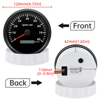 Meteran Pulsa Digital Hitam 110MM 8000RPM Pengukur Tachometer Mesin untuk Alat Pengukur Otomatis Kapal Laut