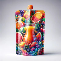Pochette souple personnalisée en PE à faible MOQ, résistante à l'humidité, avec bec verseur, pour boissons, jus et liquides, finition noire mate, poignée dorée
