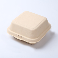 Boîte de burger bagasse biodégradable emballage en carton à emporter de restauration rapide pour gâteau sandwich bento pour ingrédients de canne à sucre