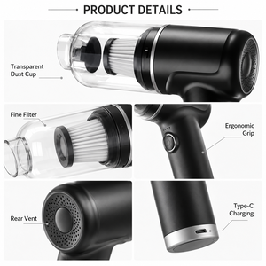 Portable Cordless <b>Car</b> Vacuum Cleaner 4000Pa Handheld Mini Air Duster <b>Blower</b> Inflator Rechargeable with 7Pcs Accessories OEM ODM - Product Image 3